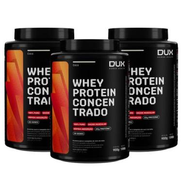 Imagem de 3x Whey Protein Concentrado Dux Coco 900g, Coco
