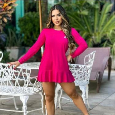 Imagem de Saída de Praia Uv 50+ Vestido Manga Longa Proteção Solar do P ao EXG -