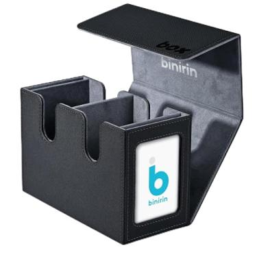 Imagem de binirin MTG Deck Box with 2 Commander Display Windows, Double Deck Box for 280+ Single-Sleeved Cards, PU Leather Magnetic Card Storage Box Fits for TCG CCG Magic Cards (Black)