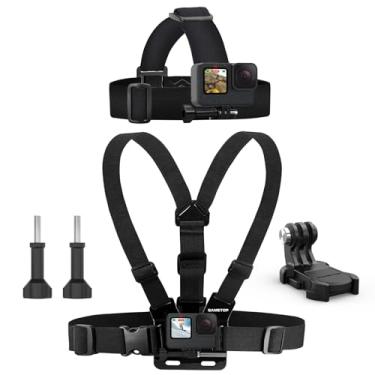 Imagem de Sametop Kit de arnês de suporte de cabeça compatível com GoPro Hero 12, 11, 10, 9, 8, 7, 6, 5, 4, Session, 3+, 3, 2, 1, Hero (2018), Fusion, Max, câmeras de ação DJI Osmo
