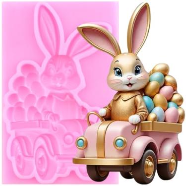 Imagem de YIHUOMOLDS Molde de silicone para fondant de coelhinho da Páscoa para decoração de bolos, enfeite de cupcake, pasta de chiclete, argila de polímero