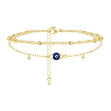 Imagem de Poxtex Tornozeleira feminina de prata esterlina à prova d'água, zircônia cúbica 925 banhada a prata e pingente de coração, tornozeleiras delicadas para mulheres, conjunto de tornozeleiras de corrente