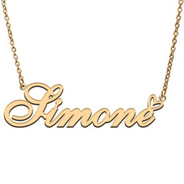 Imagem de RONKAH Colar de nome personalizado personalizado com coração colar de nome personalizado para mulheres colar de moda pessoal melhor presente para menina, mãe, filha, amizade, Natal, aniversário,