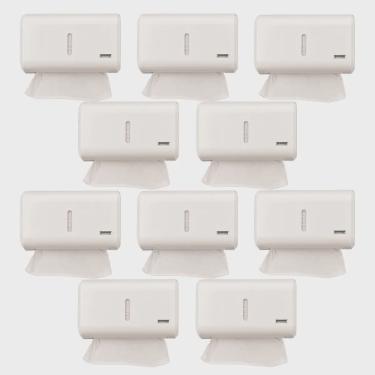 Imagem de Kit 10 Dispenser Papel Toalheiro Urban Compacto Branco Premisse
