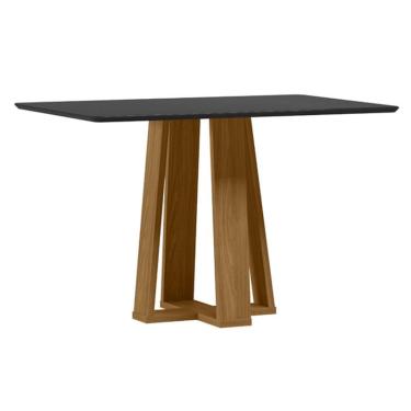 Imagem de Mesa de Jantar Rubi 120x80 cm com Vidro Ype Damasco Preto – New Ceval
