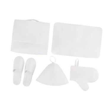 Imagem de IEUDNS Sauna Hat Set Bathroom Sauna Kit Acessórios para presentes Flipers práticos sauna de sauna tapa chapéu de vapor russo para saquinha a vapor, Branco