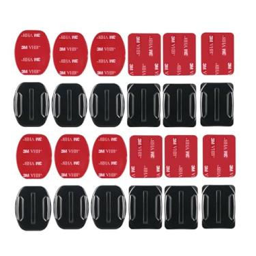 Imagem de Kit de suporte adesivo para GoPro Hero 13 12 11 10 9 8 7 6 5 preto prateado, para câmera de ação DJI Osmo, acessório de fixação de capacete plano e curvado para câmera Go Pro Action (pacote com 24)