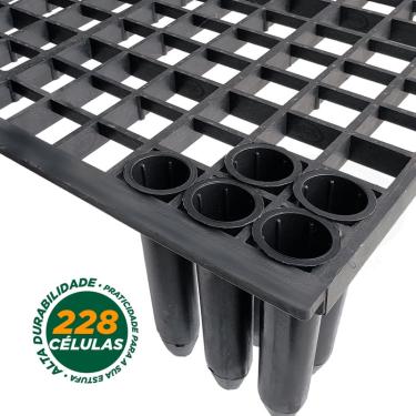 Imagem de Kit 36 Bandejas Plana 228 Células Completas Com Tubetes 55cm