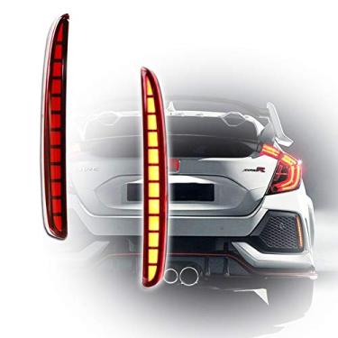 Imagem de Lâmpadas de freio traseiro de freio refletor de para-choque de LED para Honda Civic Hatchback de 2017-up, tipo R ou SI Sedan de 4 portas da GTINTHEBOXGTINTHEBOX vermelho RB-087