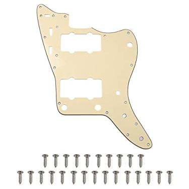 Imagem de 1 peça Yootones 65 60s Vintage Pickguard Guitar Scratch Plate com parafusos compatível com substituição de pickguard Jazzmaster estilo vintage americano/mexicano (creme de 3 camadas)