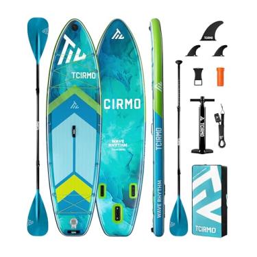 Imagem de Tcirmo Prancha De Stand Up Paddle Inflável Para Adultos, 10'6'' X 33'' 6'', Sup Durável Com Remo Lâmina Dupla E Acessórios Completos, Capacidade 390 Lbs, Estável Amigável Iniciantes, Design À Prova