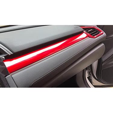 Imagem de KELEIMAI Acessórios de carro aptos para Honda Civic 10ª geração 2016-2021 painel painel console central listra acabamento (vermelho) ABS 3 peças