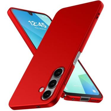 Imagem de JUNAUTTB Capa para Samsung Galaxy A16 5G ultrafina fosca PC capa protetora rígida, com proteção para lente de câmera, capa de telefone simples durável slim fit 6,7 polegadas vermelha JUS13-27
