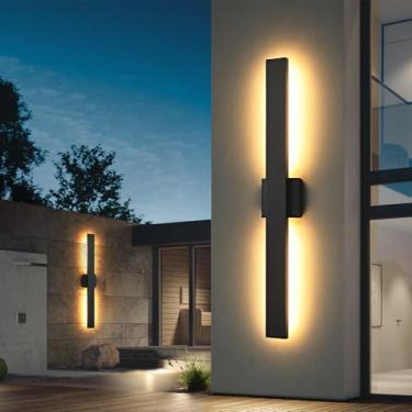 Imagem de SIONLOM Luminárias De Parede Externas Longas Pretas, Modernas Para Áreas 31,5 Polegadas, Arandela Led 3000K Ip65 À Prova D'Água, Montagem Em Parede, Luzes Casa, Garagem, Porta Da Frente, Pátio, Paco