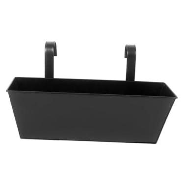 Imagem de IEUDNS Iron Bucket Planter pendurado vaso de flores Janela do pátio com ganchos destacáveis ​​para o quintal do jardim da sala de estar quintal, Preto Grande