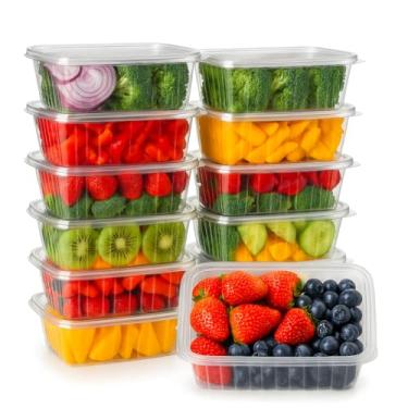 Imagem de Pote Descartável Retangular (500 ml) com Tampa para Marmita Fitness de polipropileno resistente c/24 unds