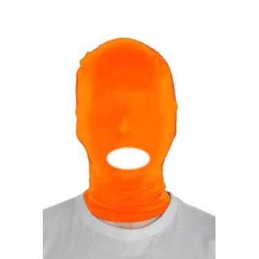 Imagem de Sheface Máscara masculina e feminina de elastano com capuz de boca aberta para fantasia de cosplay de Halloween, Laranja, tamanho �nico