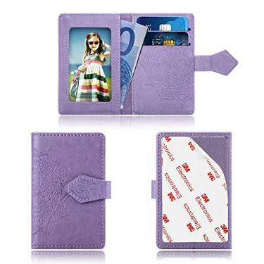 Imagem de Carteira para celular MEUPZZK Slim 3M adesiva para cartão de crédito, suporte para carteira para celular, iPhone, Android/Samsung Galaxy e a maioria dos smartphones, M-Purple