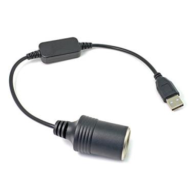 Imagem de ARECORD Adaptador USB para 12V CC - USB A macho para tomada de isqueiro de carro conversor de energia fêmea (saída máxima 12V 0,8A)