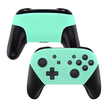 Imagem de eXtremeRate Placa frontal e placa traseira verde menta para controle Nintendo Switch Pro, capa de substituição DIY macia para Nintendo Switch Pro - controle não incluído