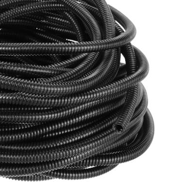 Imagem de DMiotech Tubo dividido de tear de fio de 30,5 m, protetores de cabo de conduíte flexível para animais de estimação para escritório, casa, jardim, preto