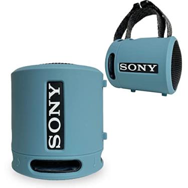 Imagem de Capa de silicone para alto-falante compacto portátil sem fio extra baixo Sony SRS-XB13, capa protetora para acessórios de alto-falante Sony SRS-XB13 (azul claro)