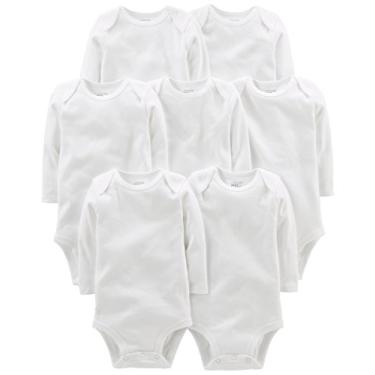 Imagem de Simple Joys by Carter's Body unissex de manga comprida para bebês, pacote com 7, Branco, 6-9 Meses