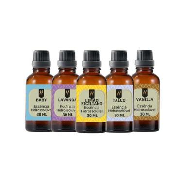 Imagem de Super Kit 5 Essências A Base Água Hidrossolúvel 30ml Difusor - Nattuar