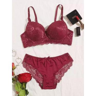 Imagem de Conjunto de Lingerie Transparente Floral com Aro, 2 Peças - ElaShopp, 