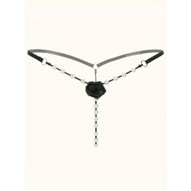 Imagem de KIT 9 Tangas Fio Dental de Pérolas Calcinhas Sexy ElaShopp, Preto, Tam