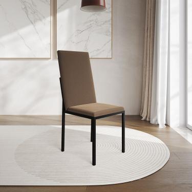 Imagem de Cadeira De Jantar Estofada Mônaco Premium Marrom - Cor: Preto