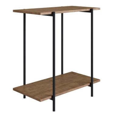 Imagem de Mesa Lateral Industrial Tube Artesano 60 Cm (Largura) Mdp Vermont Estrutura Metálica Preta