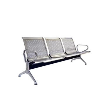 Imagem de Longarina 3 Lugares Rivatti 180 Cm Em Aço Inox Com Braços Externos