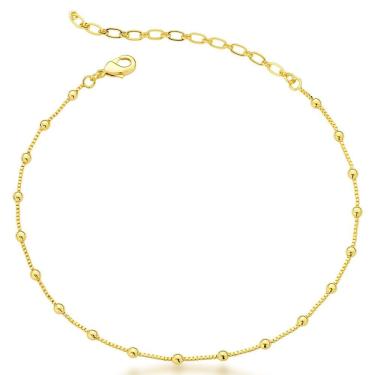Imagem de Tornozeleira Veneziana Com Bolinhas Banhada Ouro 18k - 20cm