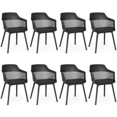 Imagem de Kit 8 Cadeiras De Jantar Estofada Marcela - Preto