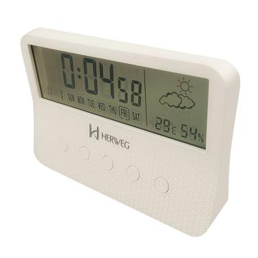 Imagem de Relógio Despertador Herweg Digital Mini Estação Tempo 2986 Branco - Branco