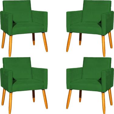 Imagem de Kit 4 Poltrona Para Sala Recepção Consultório Cadeira Nina pés Palito Verde Suede
