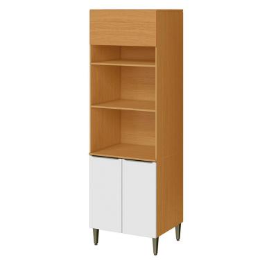 Imagem de Paneleiro 100% Mdf 3 Portas Com Nicho Para Microondas Luna Cinamomo/branco