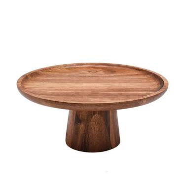 Imagem de Prato De Bolo Retangular Com Pé Em Acácia 11x25cm Kenya