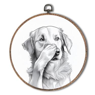 Imagem de Tzhim Arte de parede redonda de banheiro Golden Retriever, presentes Golden Retriever, decoração de parede redonda emoldurada, esculturas de parede engraçadas de lona de cachorro para banheiro