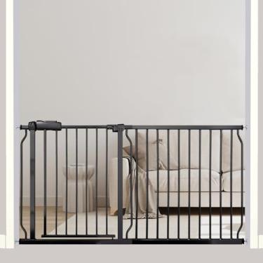 Imagem de Thasamm Portão Extra Largo Para Bebês, 145-152 Cm - Metal Preto, De Segurança Interno Com Montagem Sob Pressão Cães, Crianças E Animais Estimação, 76 Altura