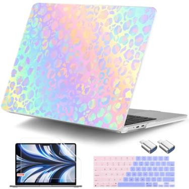 Imagem de DONGKE Para Macbook Air 13,6" Case 2025 2024-2022 A3240 A3113 A2681 M4 M3 M2 Chip Touch Id, Capa Rígida De Plástico E Teclado Adaptador Tipo C 13" M4, Estampa Leopardo