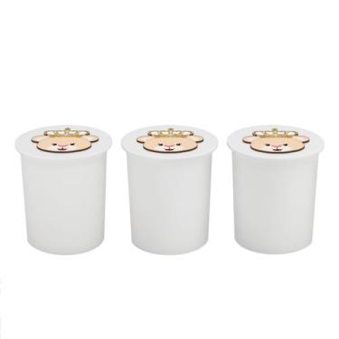 Imagem de Trio de Potes Kit Higiene Bebê Quarto Lavável Ursa Coroa - Neném na Nu