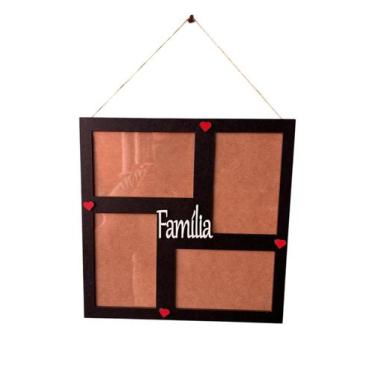 Imagem de Porta-Retrato de Parede Família com 4 Fotos 10x15 cm  Para Pendurar co