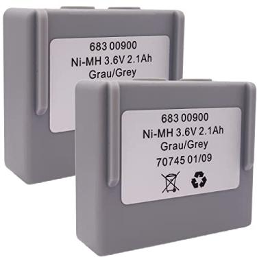Imagem de LITKEQ Pacote Com 2 Baterias Recarregáveis 68300900 3,6 V 2,1 Ah Ni-Mh Cinza/Cinza Para Controle Remoto Hetronic 683 00900, 2100 Mah