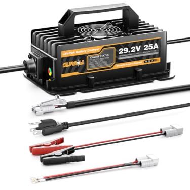 Imagem de Nasdzao Carregador De Bateria Suraziki 29,2 V 25 A À Prova D'Água Lifepo4 Para 24 V, Anderson 50 M8 E Conector Rápido Com Clipe Crocodilo, Suporte Reativação Ou Reparo 0 Sem Uso Há Muito Tempo