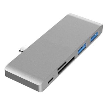 Imagem de Adaptador para iPad USB C, estação de ancoragem USB C 5 em 1 com USB 3.0 de 2 x 5 Gbps, carregamento PD de 18 W, leitor de cartão SD/Micro SD para iPad Pro M4 M2 M1 13 12.9 cm iPad Air 5 4 USB C Dock