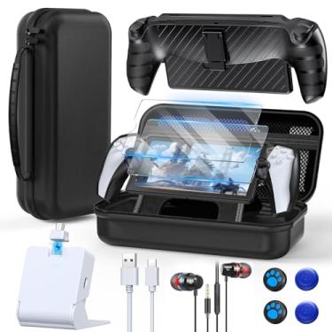 Imagem de Klipdasse Kit De Acessórios Para Playstation Portal, Estojo Transporte, Estação Carregamento Ps, Película Protetora Tela Hd Ps5 2 Com 4 Apoios Os Polegares, Fone Ouvido Fio
