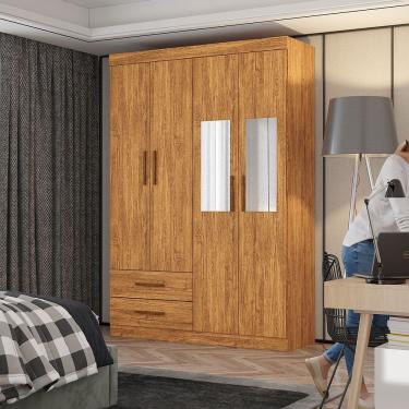 Imagem de Guarda Roupa Casal Lu 4 Portas 2 Gav. Espelho Carioca Móveis Cinamomo