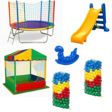 Imagem de Kit Infantil Completo com Pula Pula 2,30m Piscina de Bolinhas 1,50m Es